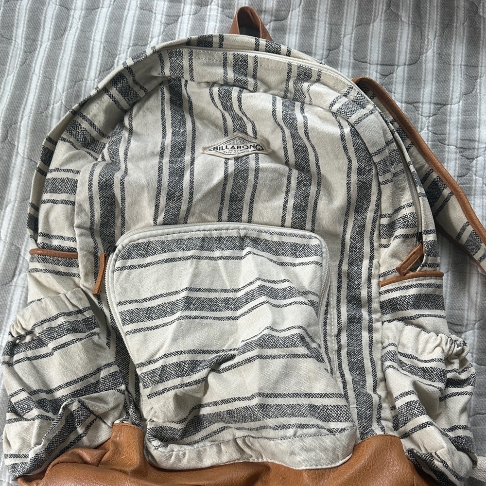 Billabong Striped Backpack - Cream and Brown